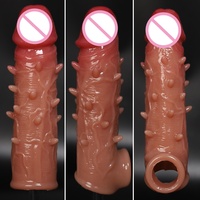 Manchon de pénis réaliste en silicone avec anneau de verrouillage élastique, amplificateur, jouet sexuel masculin réutilisable, jouets pour adultes pour hommes LM-D817