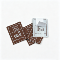 Étiquettes tissées auto-adhésives rectangulaires sans pli, découpées à chaud, pour col, avec logo personnalisé, accessoires de vêtements, étiquettes adhésives pour vêtements