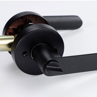 BBDHOME Porte intérieure américaine robuste clés rondes toilette levier de salle de bain confidentialité poignée de porte noire