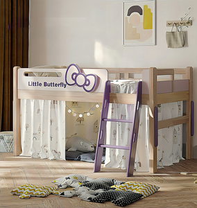 Letto a Castello Doppio Multifunzionale Salvaspazio e Resistente per Camere <span class=keywords><strong>da</strong></span> Letto Femminili, Arredamento in Legno - Product Image 1