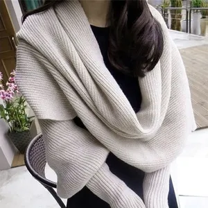 Best selling knitting keep warm long sleeve poncho cape shawl scarf for women shawls with sleeves