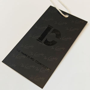 Customized Printed Name Logo UV Printing Glossy <b>Black</b> Paper Hang Tag <b>String</b> Low MOQ Eco Recyclable Clothing Shoes Swing Hang Tag - Product Image 4