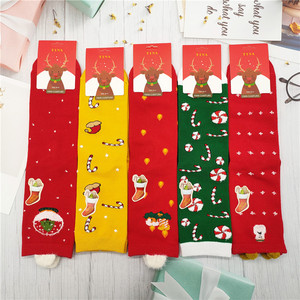 Bas <span class=keywords><strong>de</strong></span> Père Noël rouge personnalisés <span class=keywords><strong>de</strong></span> luxe pour femmes Nouveau design Logo <span class=keywords><strong>de</strong></span> corps et <span class=keywords><strong>de</strong></span> manchette <span class=keywords><strong>de</strong></span> Noël à longueur d'équipage pour l'hiver - Product Image 5