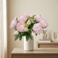 Fleur artificielle de pivoine à 2 têtes, pivoine en soie artificielle à tige unique, arrangement floral rose pour la décoration de la maison, de l'hôtel et des mariages