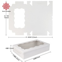 Boîtes à fenêtre en papier kraft pour gâteaux, desserts, biscuits, pâtisseries, emballages, cartons pliables en carton blanc, stock disponible en gros
