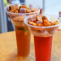 Ventes chaudes Gobelets en plastique jetables pour Bubble Tea, jus, cola, avec plateau à collation, dessert, fruits, popcorn sur le dessus, 2 en 1, gobelet à fondue