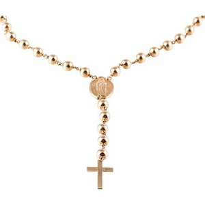 <span class=keywords><strong>Collana</strong></span> Trendy AIU con Pendente a Croce Placcato Oro 18k, Catena <span class=keywords><strong>Rosario</strong></span> con Perle, Certificata GTC - Product Image 4