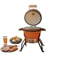 Barbecue Kamado en céramique de 13 pouces de la série KIMSTONE KimBer, avec poignées en bambou, pour la cuisson en plein air