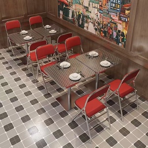 Mesas y Sillas <span class=keywords><strong>de</strong></span> Acero Inoxidable Resistentes para Restaurante, <span class=keywords><strong>Mesa</strong></span> y Sillas para Cafetería, Bar, Restaurante, Juego <span class=keywords><strong>de</strong></span> Muebles para Cafetería - Product Image 1