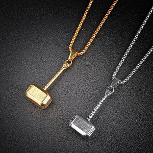 Moda Seta Colar de Ponta de Seta de Ponta de lança de Poder Martelo Colar 18k Banhado A Ouro Do Vintage Colar de Pingente para Homens - Product Image 1