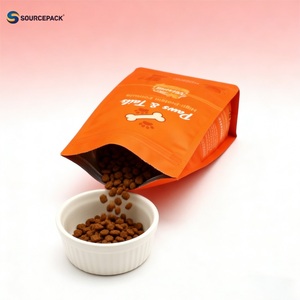 Flat Bottom Pouch Matte Resealable Zipper Bag with Print Flat Bottom Pouch for <strong>Junior</strong> <strong>Dog</strong> <strong>Food</strong> - Product Image 3