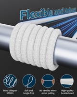 Cable magnético de carga súper rápida con cabezal giratorio de 180 grados, 2M 140W Mag 3 a USB-C, cable trenzado para Macbook