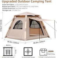Tente de camping gonflable de luxe pour glamping, 4,3 m², deux portes, deux fenêtres, pour vacances en famille, week-end, pique-nique, festival, été, pliable