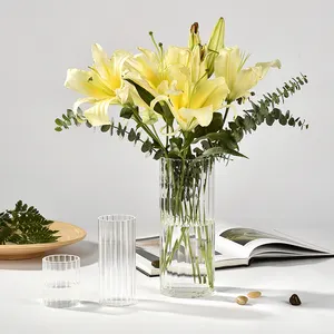 Custom Size Tall Clear Classic Art Glass Vases In Bulk For Wedding Event Table Centerpiece Decoration