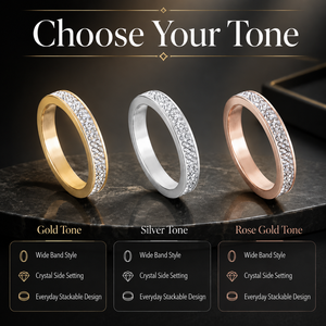 Anillo de Eternidad Apilable Minimalista y Moderno, de Cristal, Acero Inoxidable 316L, Chapado en Oro de 18K, Resistente al Deslustre e Impermeable para Mujer - Product Image 3