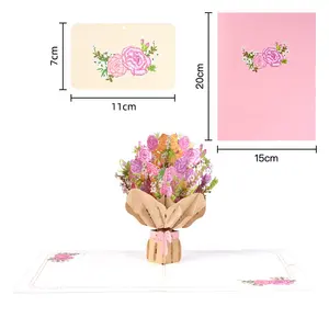 Feliz Dia das Mães 3D Flower Card Bouquet Flor Pop Up Cartão para o Dia das Mães Dia de Aniversário ou Negócio