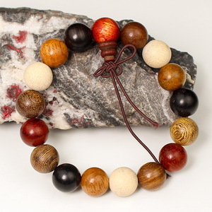 Multi Gemstone Sandalwood <b>Bracelet</b> 12mm Hand Polished Unisex Religious Ceremony Jewelry Collectible Gift - Product Image 2