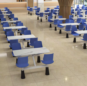 Muebles de Comedor de Alta Resistencia para Cantina Escolar, Juego de Mesa y Sillas de 4 Plazas para Restaurante y Área de Comidas - Product Image 2