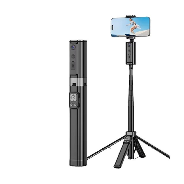 China AI Smart Face Tracking Video Camera Action Camera Aluminum Alloy Selfie Phone Stand 360 Degree Rotation Integrated Hiding