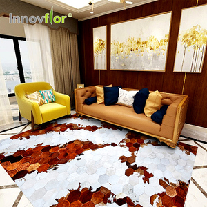 De cuero Patchwork <span class=keywords><strong>gran</strong></span> mongol falso blanco de peluche redonda imitación de piel de vaca de cuero de piel de oveja de piso de la - Product Image 3