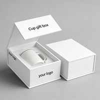 Boîte à tasses blanche mate personnalisée, boîte cadeau à couvercle rabattable pour tasses à café en céramique, boîtes d'emballage personnalisées avec fermeture magnétique