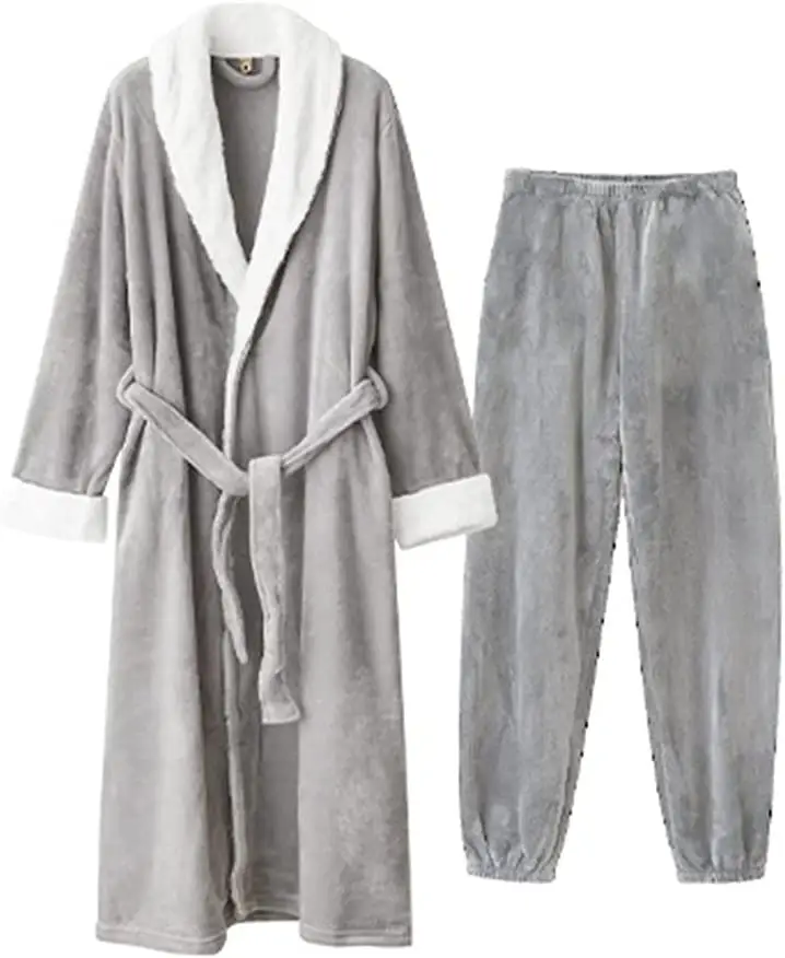 Albornoz Unisex de fábrica, Conjunto de pijama grueso y cálido, de franela, para invierno, regalo de lujo