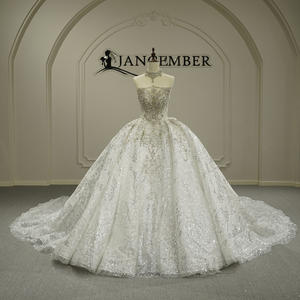 Gt26055 Nuevo Vestido de Novia Moderno de Alta Calidad con Apliques de Diamantes, Cola de Capilla Lujosa y Voluminosa para la Novia - Product Image 1