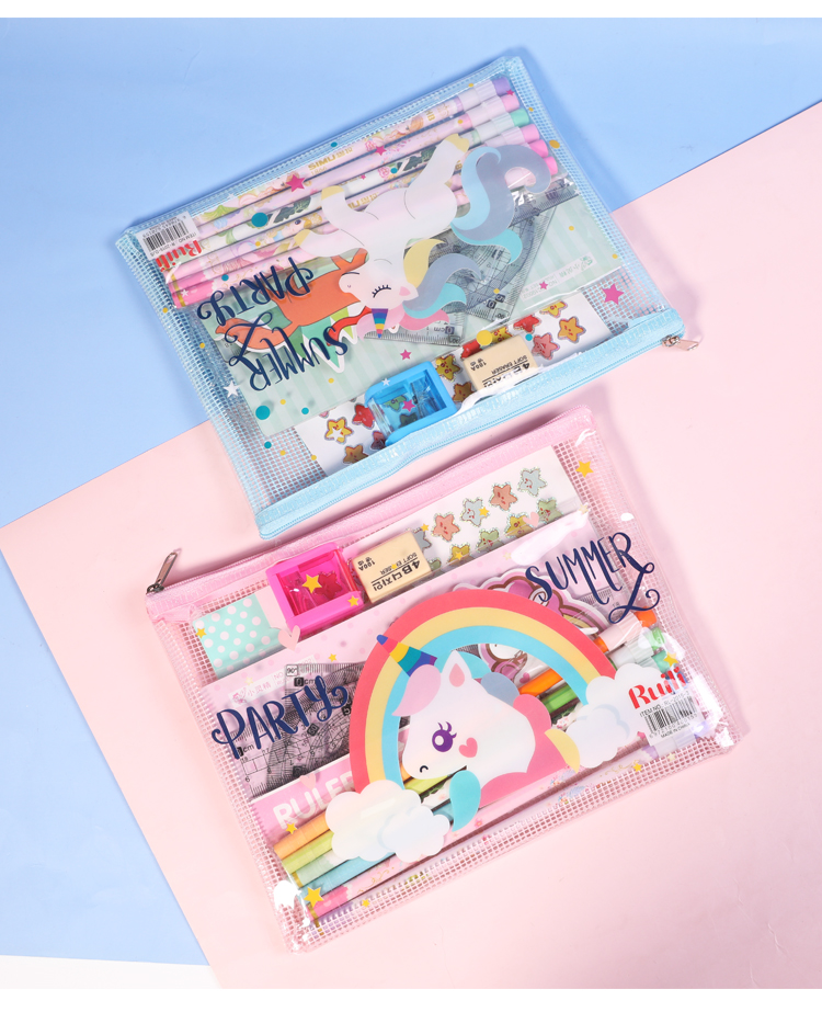 Free Collocation Personalized Back to School Supplies Cartoon Stationery Kids Pink Girls Custom Cute Stationary Gift Set