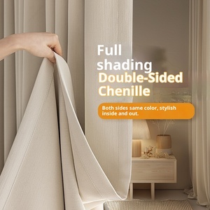 Tenda Oscurante in Ciniglia a Doppio Strato, Silenziosa, Personalizzabile, Nuovo Stile Crema per Soggiorno - Product Image 1