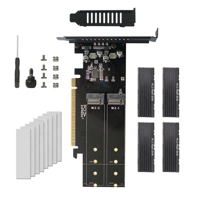 4 Bay Pcie 3.0 X16 to M.2 M Key 4 Bay Nvme Raid Expression Card X16 PCIe 3.0 Nvme Expansion Card