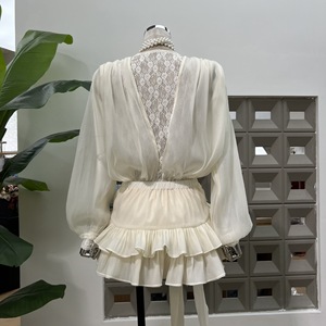 A10993 <span class=keywords><strong>Boutique</strong></span> al por mayor de las mujeres elegantes de verano conjunto de moda temperamento volante borde vestido con mini pantalón - Product Image 4