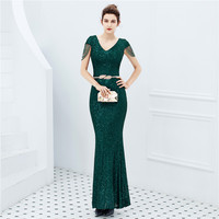 16221 # robe grande taille longue robe formelle à paillettes longue robe Maxi demoiselles d'honneur soirée