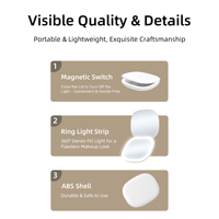 Miroir de maquillage de poche compact, petit, mini, cadeau, table de toilette, pliable, lumières LED, portable, à main, grossissant 5x