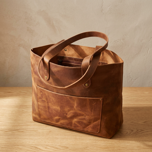 Bolso de Mano Plegable de Cuero Genuino Resistente al Agua, Ligero y Duradero, con Cierre de Cremallera y Correa para el Hombro, Grande, para Mujer - Product Image 2