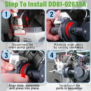 Ensemble de moteur de pompe de vidange pour machine à laver, pièce de rechange électrique en plastique Wh23x24178 110v pour appareil de lavage - Product Image 4