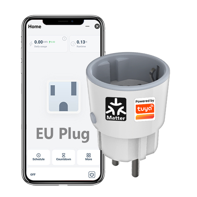 MT-WR10WM Matter Smart Power Plug Wifi 16A Power Meter Remote Control EU Outlet Works with Tuya Homekit Echo Home Smart Life