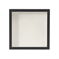 Bingkai Kotak Bayangan Persegi 15x15cm MDF Akrilik Transparan Depan 3cm Kedalaman Slot Bukaan Atas Gaya Sederhana Pemasangan Dinding Putih
