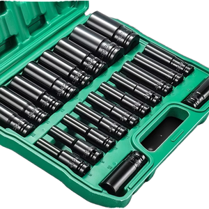 Набор торцевых головок для гаражного инструмента из хромованадиевой стали, 1/<span class=keywords><strong>2</strong></span> дюйма, удлиненные, метрические, для ударных гайковертов - Product Image 1