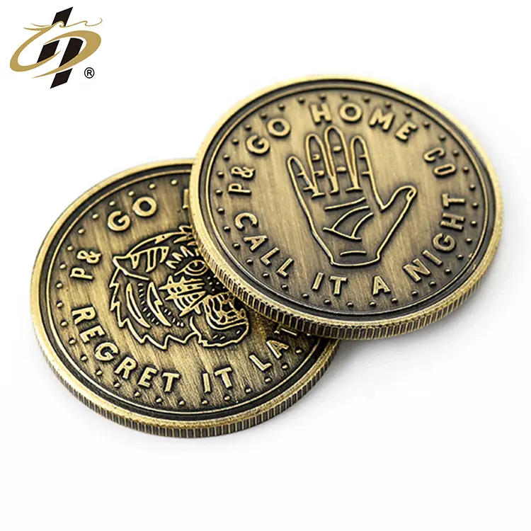 Tùy Chỉnh Antique Bronze Mạ Brass Kim Loại Thiết Kế Riêng Làm Cho Challenge Token Coin