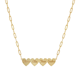 Collana Jietao in Acciaio Inox Placcato Oro 18K con Catena a Graffetta Multi-Cuore Incidibile, Gioiello Personalizzato con Nome Famiglia per Donne - Product Image 4
