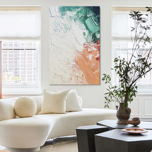 Minimalist Abstract Oil Painting Rectangle Textured Handmade Modern Living Room Decorative Art For Sofa Wall - Product Image 2