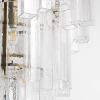 Lustre en verre moderne du milieu du siècle, luminaire suspendu en cristal, 28 pouces, LED à intensité variable, blanc chaud, structure en fer, garantie de 3 ans