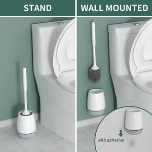 Cepillo de Inodoro de Silicona y Plástico con Diseño de Clip Oculto y Soporte para Limpieza de WC - Product Image 4