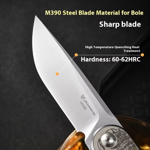 سكين تخييم EDC Gr5 + M390 من سبائك التيتانيوم EDC قابل للطي عالي الصلابة محمول للاستخدام الخارجي - Product Image 4