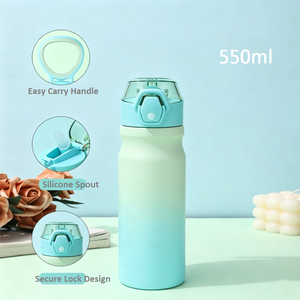 Botella de Agua Portátil Ecológica de Acero Inoxidable con Aislamiento al Vacío de 550 ml, Tapa para Viajes, Diseño Moderno, Color Degradado - Product Image 6