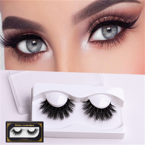 Logo privato 1 paia/scatola 25mm forte naturale lunga pelliccia di visone folti ciglia finte per il trucco da donna - Product Image 3