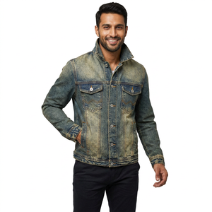 OEM High Quality <b>Custom</b> Men's <b>Denim</b> <b>Jacket</b> Casual Fashion Button Coat Zipper Closure Light Reversible Spring Plus-Size - Product Image 1