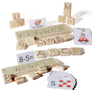 Jouets Montessori en bois pour l'apprentissage des mots et des chiffres, blocs de lettres de l'alphabet et jouets mathématiques, jouets éducatifs précoces pour les tout-petits - Product Image 6
