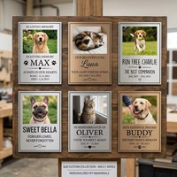 Plaque commémorative personnalisée pour animaux de compagnie en acrylique avec base en contreplaqué de hêtre, impression photo HD UV, cadeau pour la perte d'un chien ou d'un chat, vente en gros B2B
