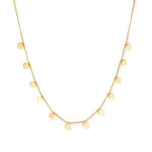 Aaraastah Premium 18k Gold Plated Small Round Coin Heart shape Necklace Women Small Charm Choker Necklace Multi Pendants - Product Image 1
